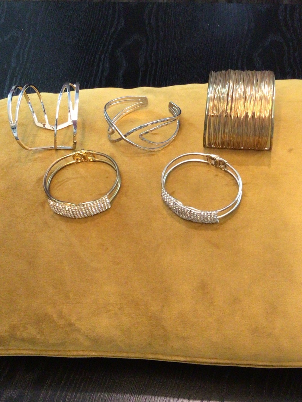 Gold and Silver Mixed Metal Cuff Bracelet Set - Women Jewelry